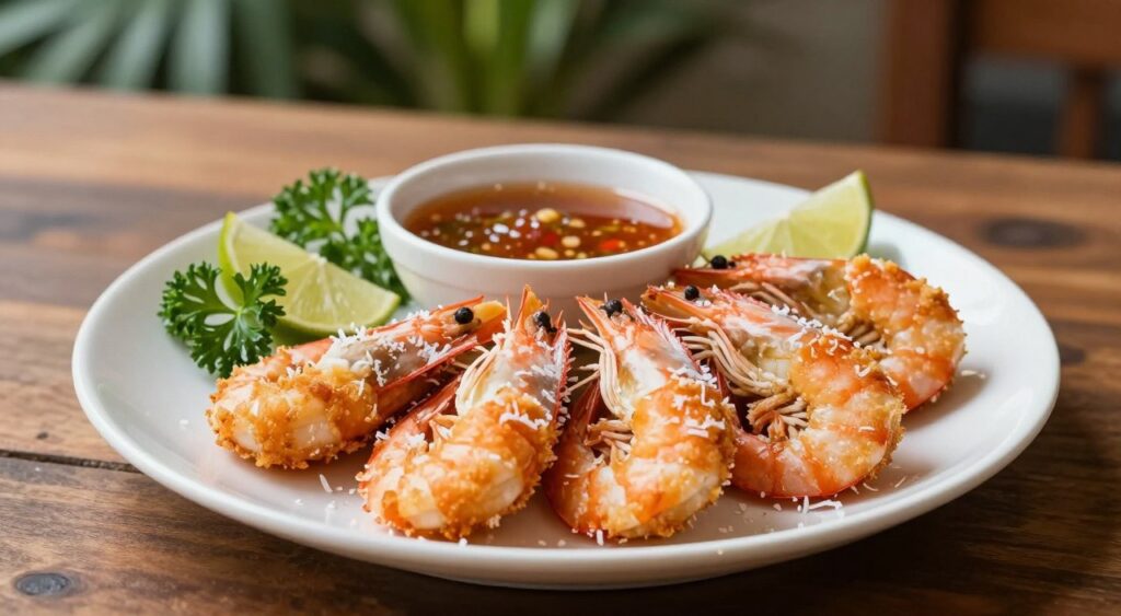 serving coconut shrimp presentation serving coconut shrimp presentation